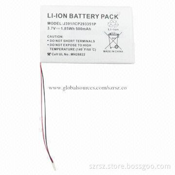 Lithium Polymer Battery Pack with 3.7V, 500mAh Capacity